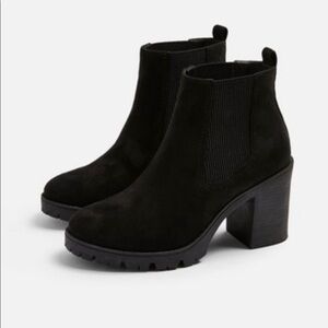 Topshop Byron Unit Booties Black Sz 9.5 NWOB Chunky Heel